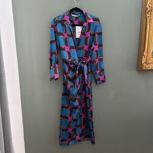 NWT Zara Printed Wrap Midi Dress Geometric Sz XS